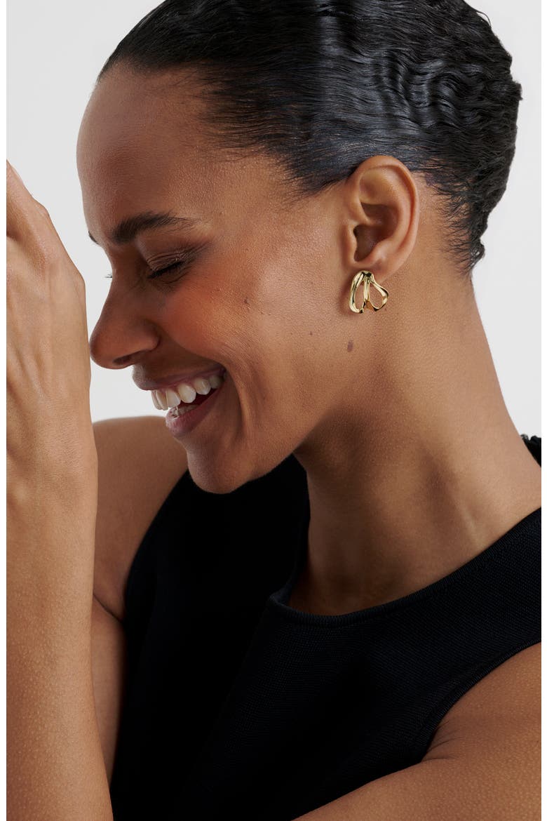 Leah Abstract Leaf Stud Earrings, Alternate, color, GOLD TONE