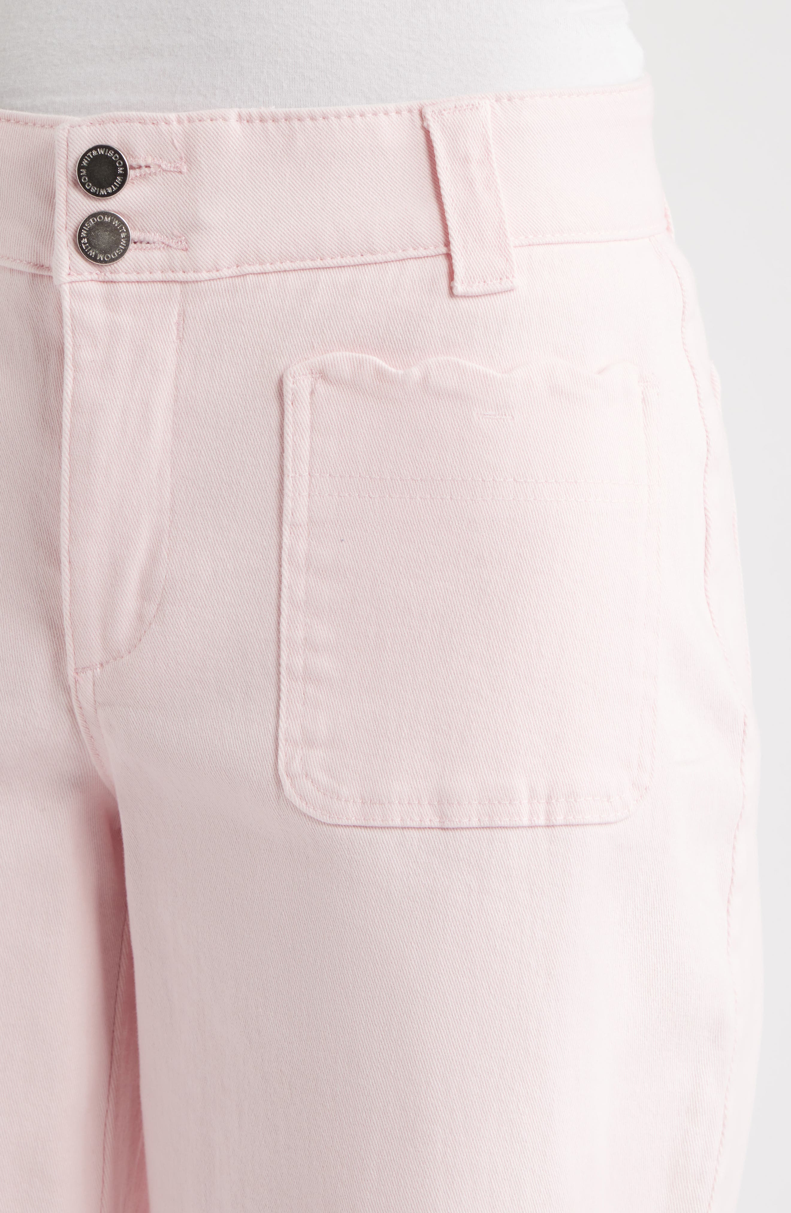Wit & Wisdom Scallop Patch Pocket High Waist Crop Wide Leg Twill Pants — фото 4