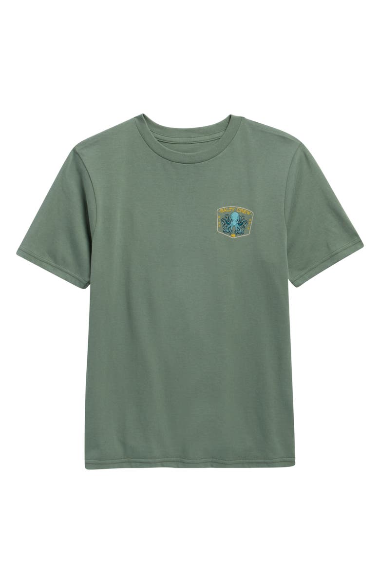 Salty Crew Kids' Tako Club Graphic T-Shirt, Main, color, Laurel Wreath