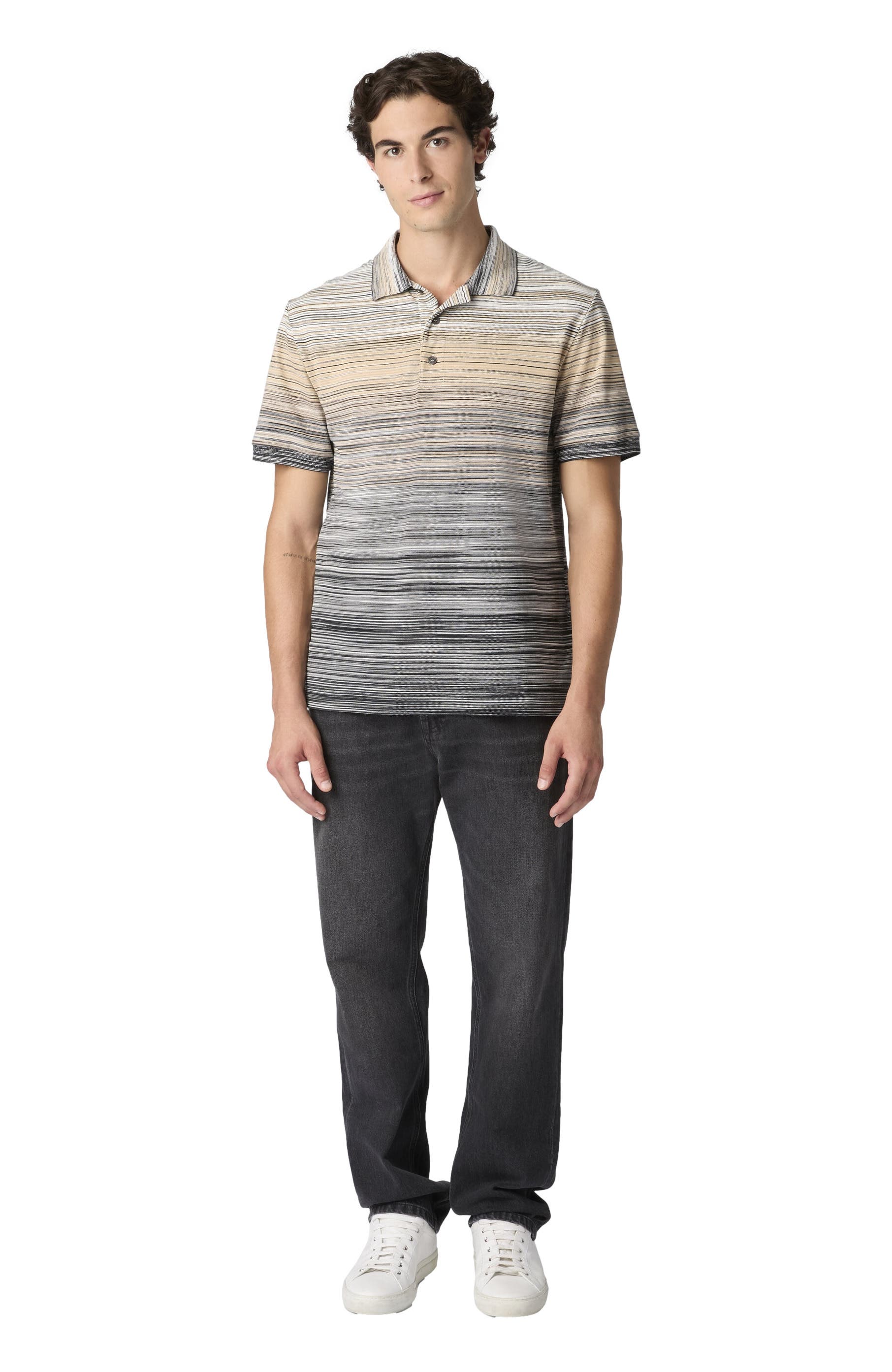 Short Sleeve Polo With Flame Knit