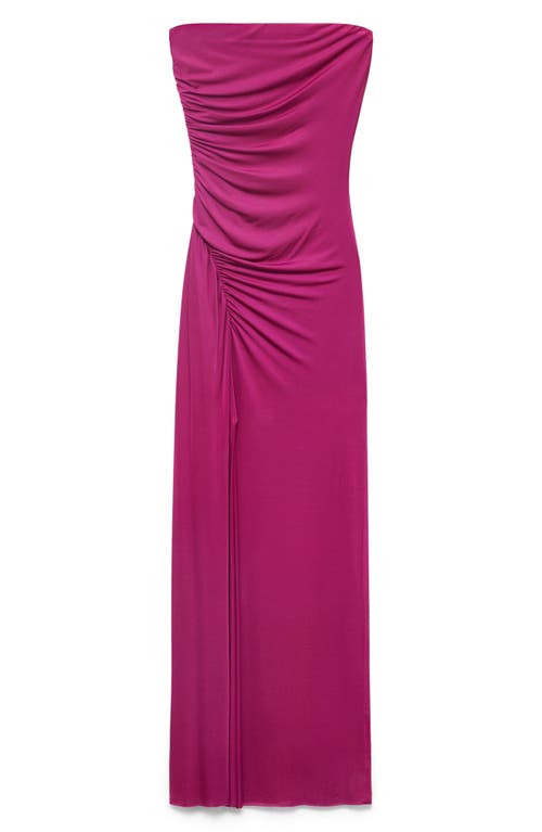 Mango Draped Strapless Dress In Pink