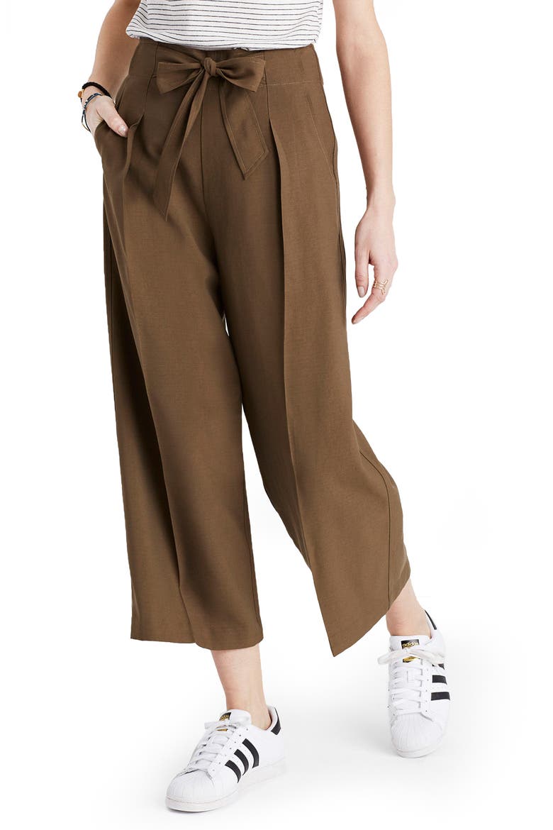 Tie Front Wide Leg Pants, Main, color, BURNT OLIVE