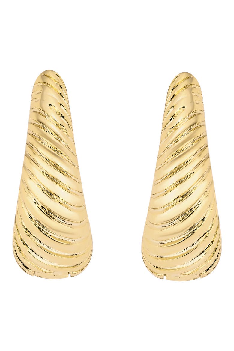 Modern Muse Ribbed Huggie Hoop Earrings, Main, color, GOLD