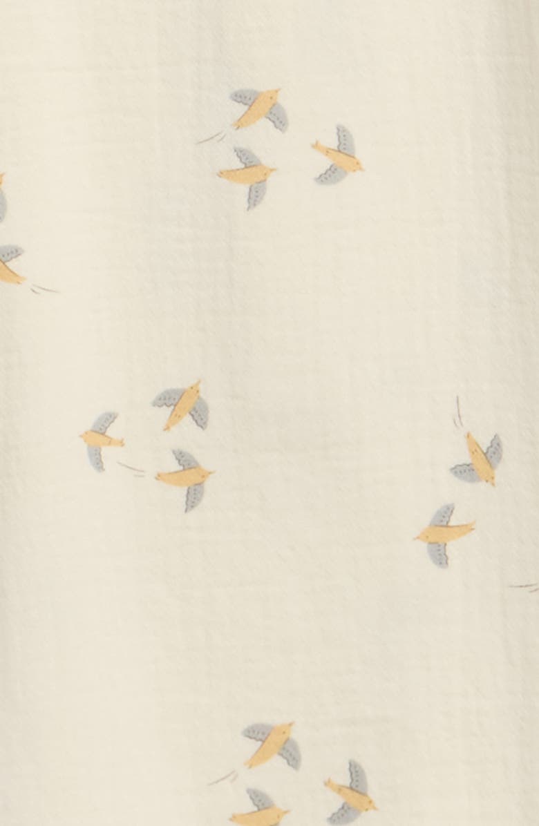 QUINCY MAE Bird Print Organic Cotton Romper, Alternate, color, Ivory