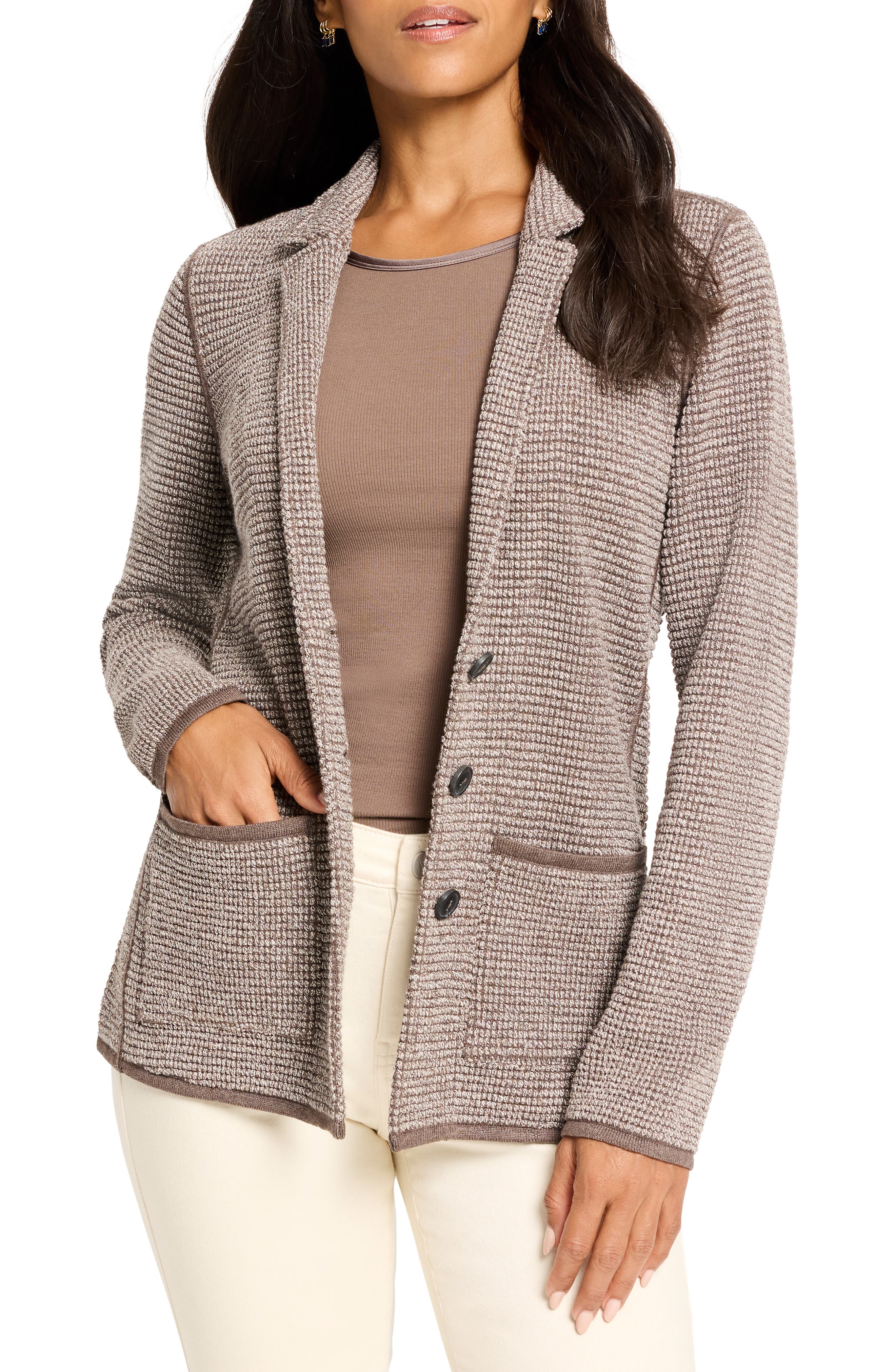 NIC+ZOE Pixel Knit Cotton Blend Blazer