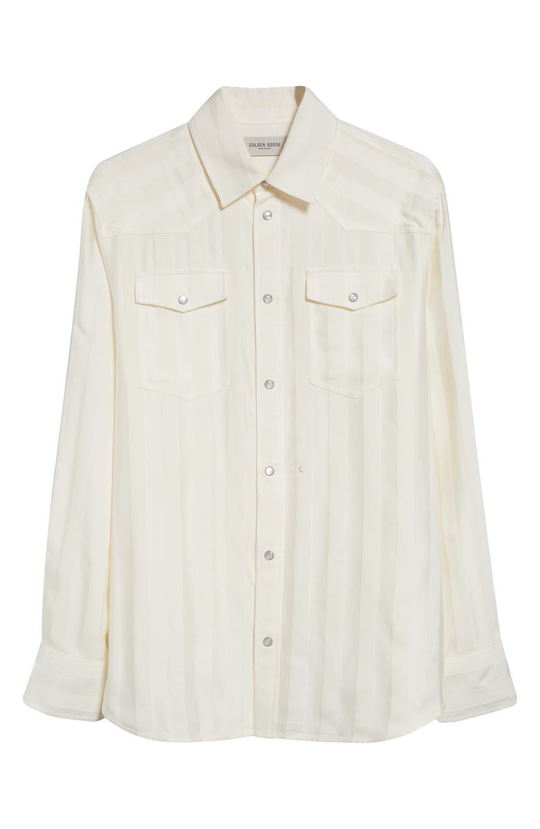 Golden Goose Vertical Stripe Oversize Pearl Snap Shirt, Alternate, color, 