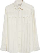 Golden Goose Vertical Stripe Oversize Pearl Snap Shirt