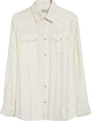 Golden Goose Vertical Stripe Oversize Pearl Snap Shirt