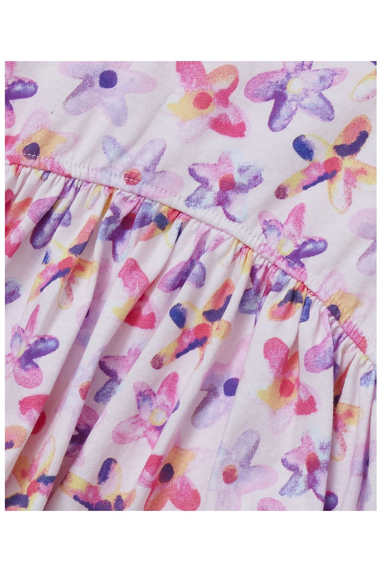 Girls Long Sleeve Gathered Waist Jersey Dress, Alternate, color, Floral Multi/Pink Mist