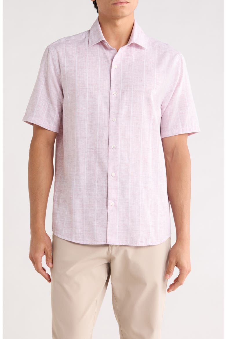 Maderio Short Sleeve Woven Shirt, Main, color, CORAL
