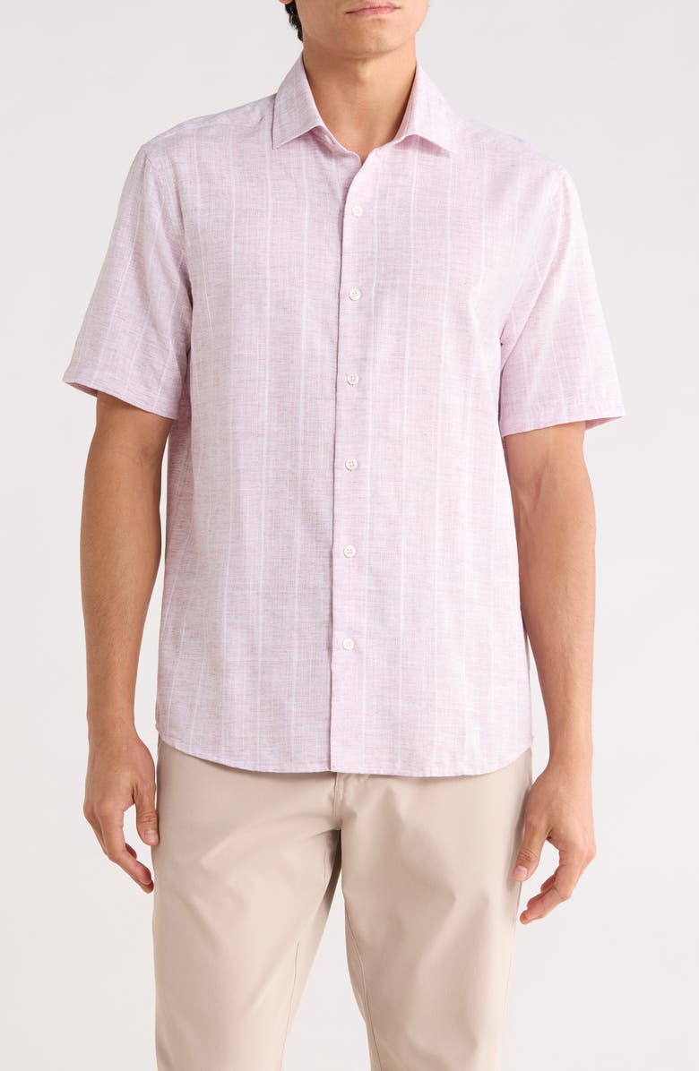 Robert Barakett Maderio Short Sleeve Woven Shirt, Main, color, Coral