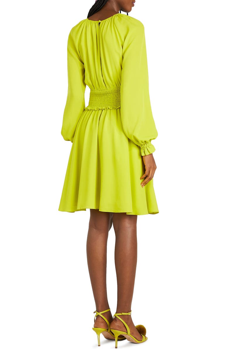 Kate Spade New York smock waist long sleeve silk georgette dress, Alternate, color, 