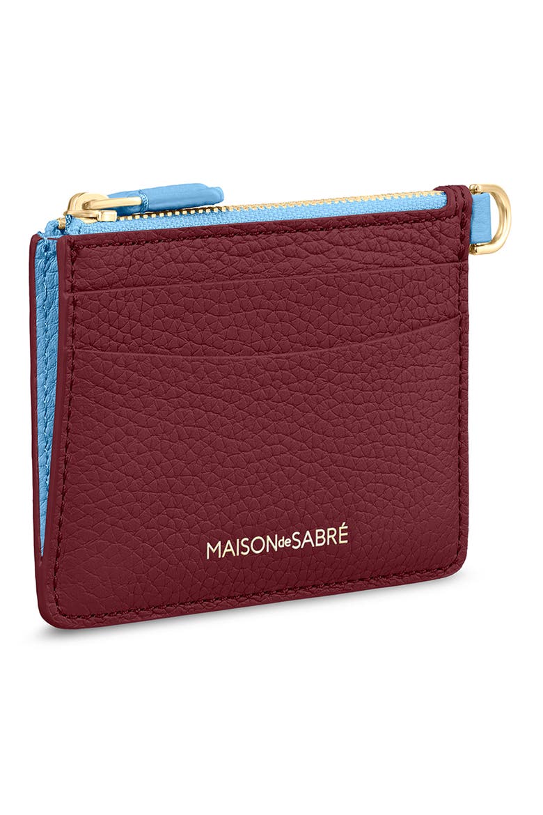 Leather Zipped Card Pouch, Alternate, color, Plum Sky