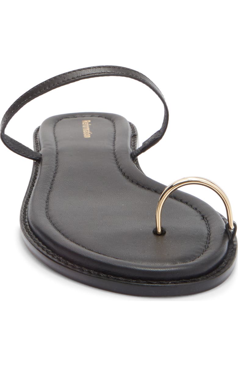 Reformation Cassandra Flat Sandal, Alternate, color, Black