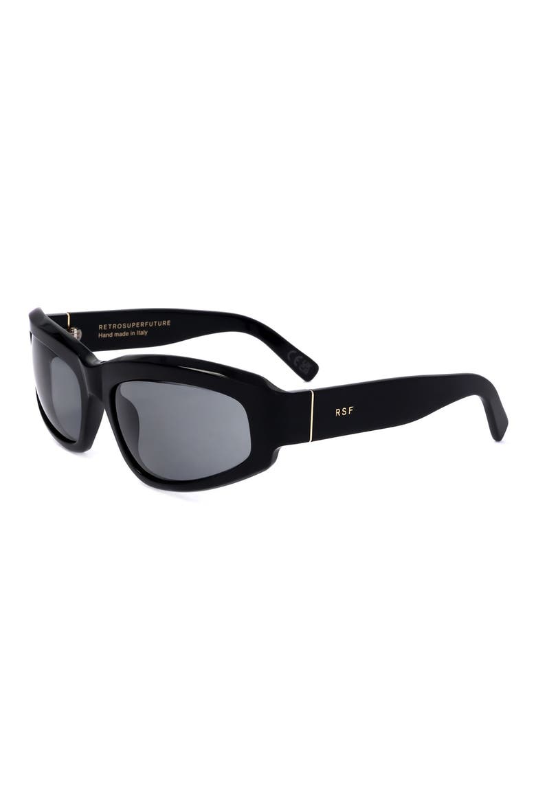 61mm Wrap Sunglasses, Alternate, color, BLACK