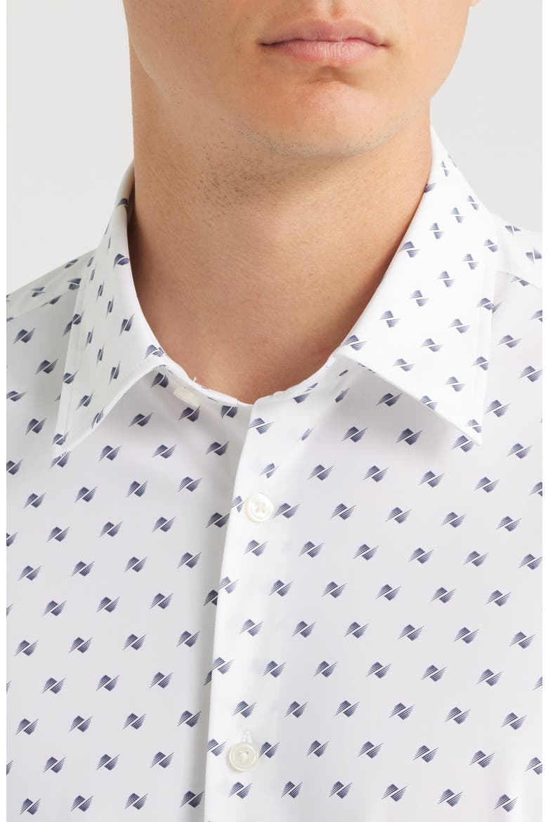 Liam Geo Print Short Sleeve Stretch Nylon Button-Up Shirt, Alternate, color, OPEN WHITE