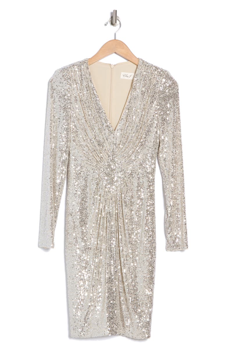 Eliza J Long Sleeve Sequin Cocktail Dress, Alternate, color,