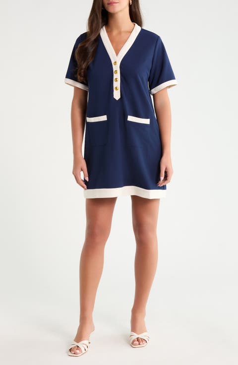 Durmela Contrast Trim Shift Minidress