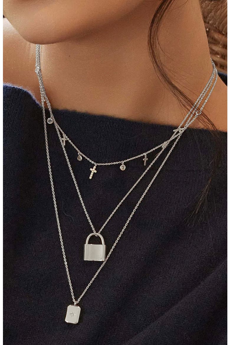 14k Gold Plated Anela Cross Necklace Faith-Inspired Jewelry Daily Wearl, Alternate, color, Silver