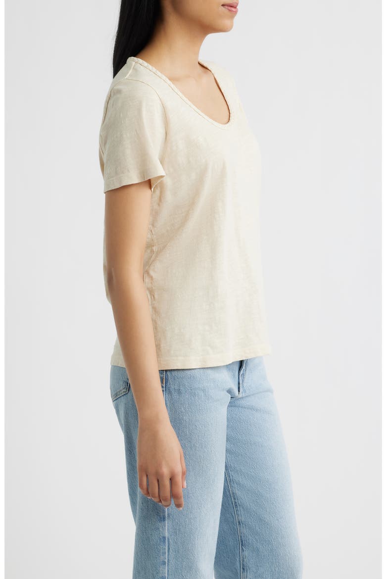 Braided Neck Relaxed Fit Cotton T-Shirt, Alternate, color, PARCHMENT