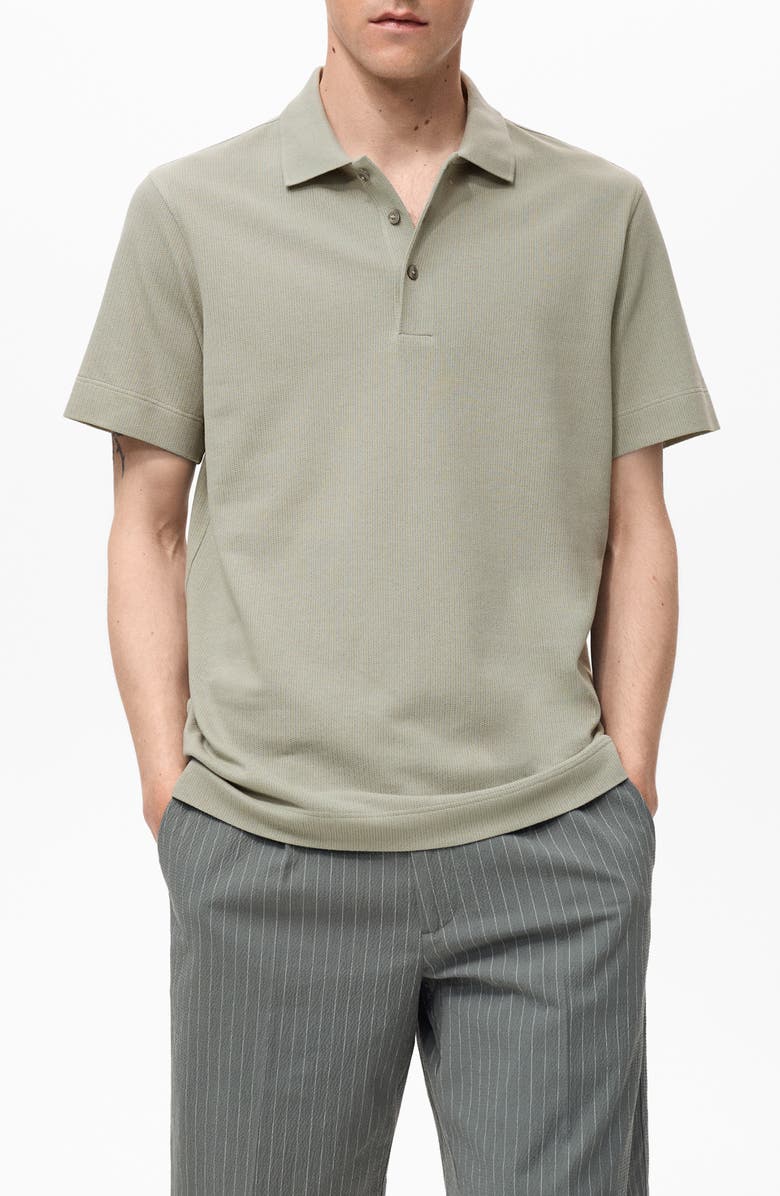 MANGO Fine Rib-Knit Polo, Main, color, Mint Green