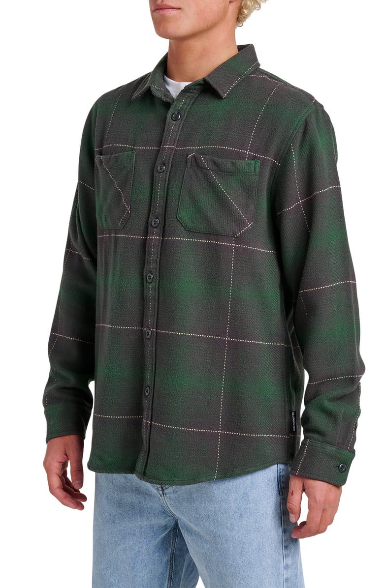 Quiksilver DNA Plaid Cotton Flannel Button-Up Overshirt, Alternate, color, Garden Topiary