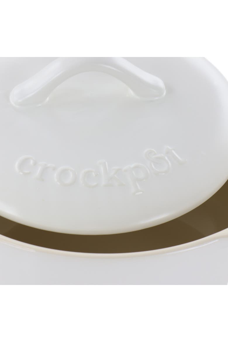 2.3 Quart Round Stoneware Casserole with Lid, Alternate, color, White
