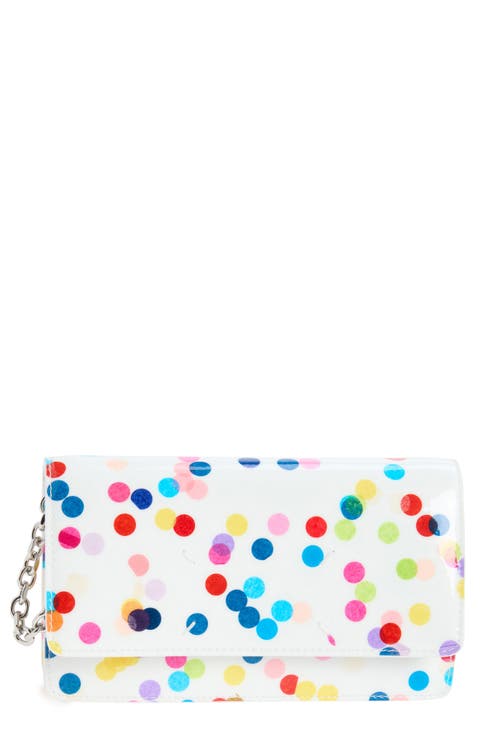 Medium Confetti Print Leather Wallet on a Chain