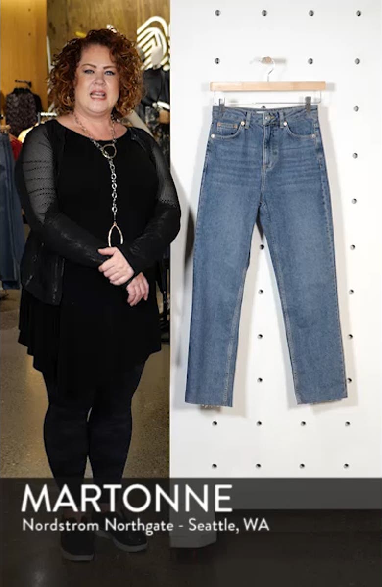 High Waist Raw Hem Jeans, sales video thumbnail