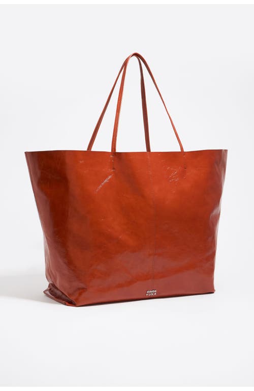Bimba Y Lola Leather Maxi Shopper Bag In Orange