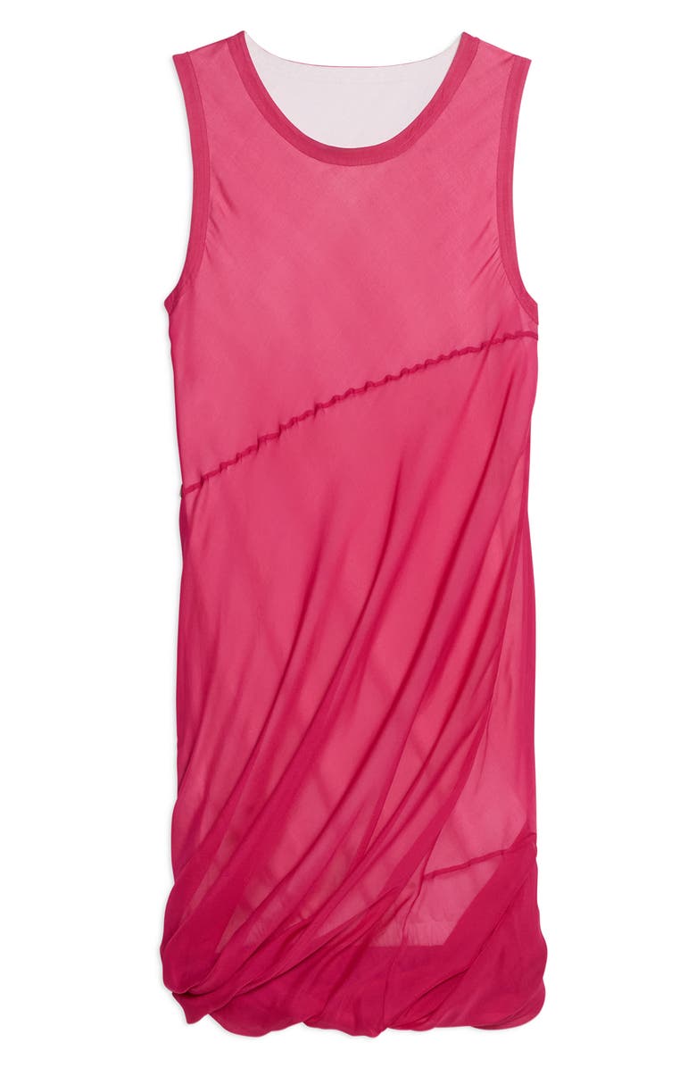 Helmut Lang Sleeveless Bubble Hem Silk Dress, Alternate, color, Fuschia
