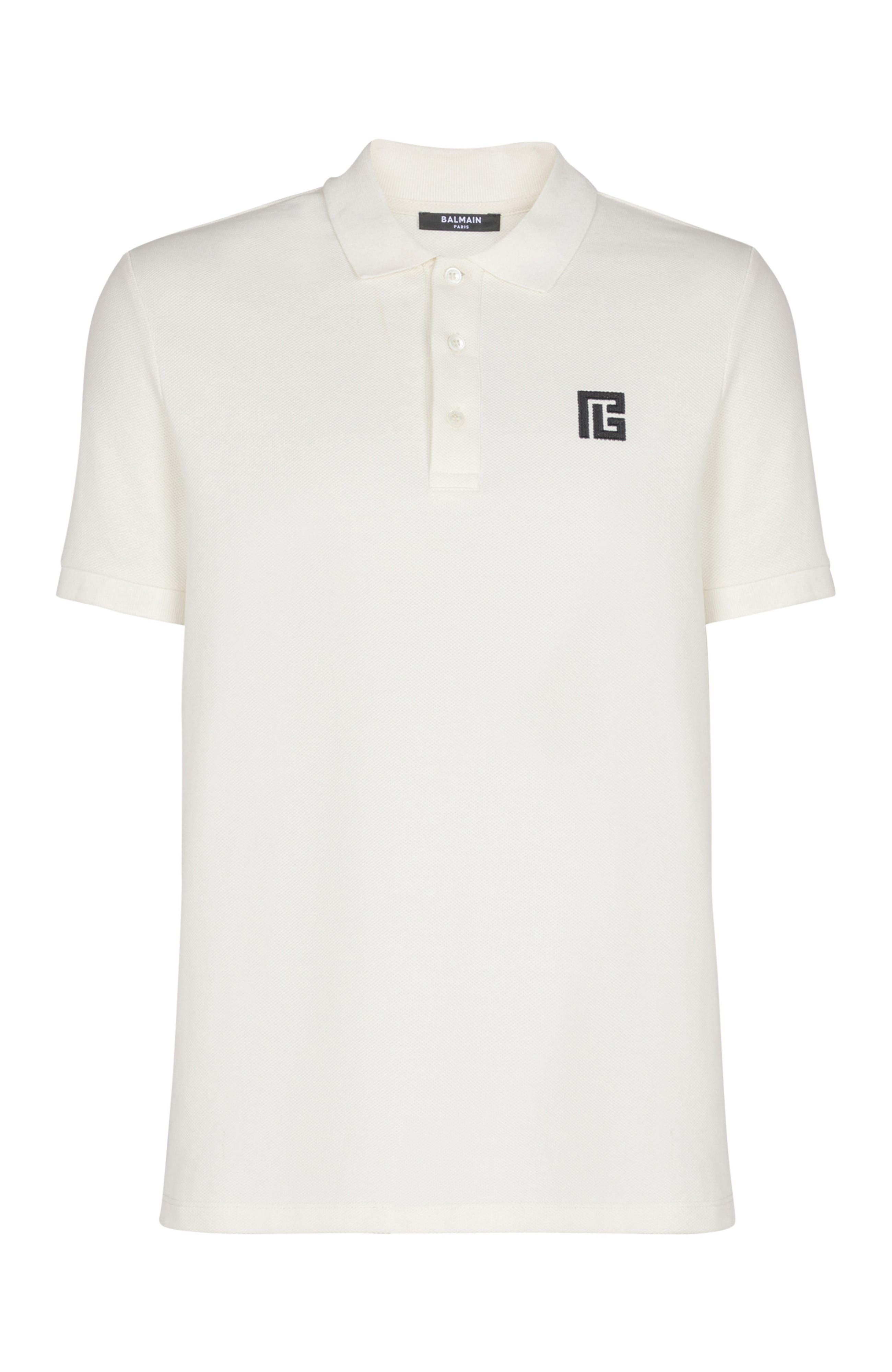 Balmain Polo Shirt Short Sleeves Ribbed Cuffs Collar In White