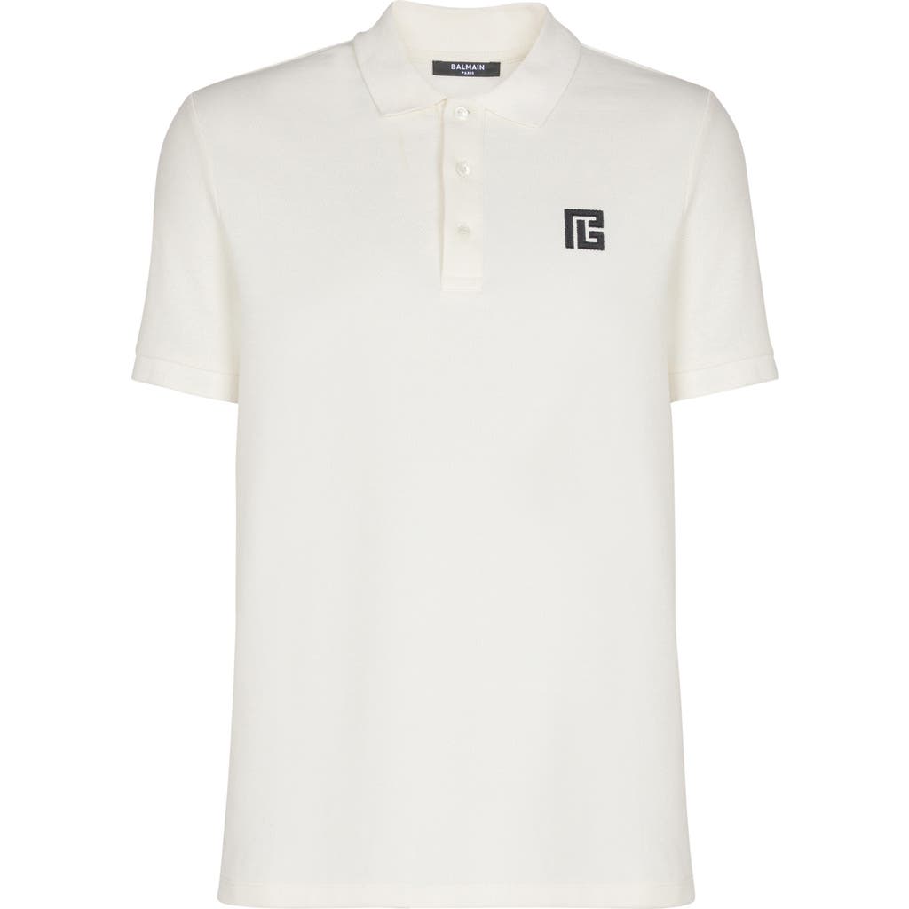 Balmain Polo Shirt Short Sleeves Ribbed Cuffs Collar In White