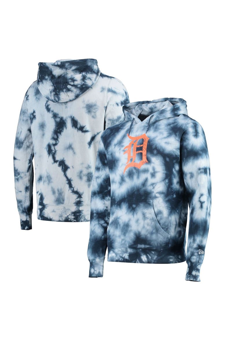 Men's New Era Navy Detroit Tigers Tie-Dye Pullover Hoodie, Main, color, Navy