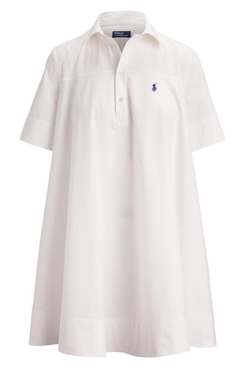A-Line Cotton Shirtdress, Alternate, color, WHITE