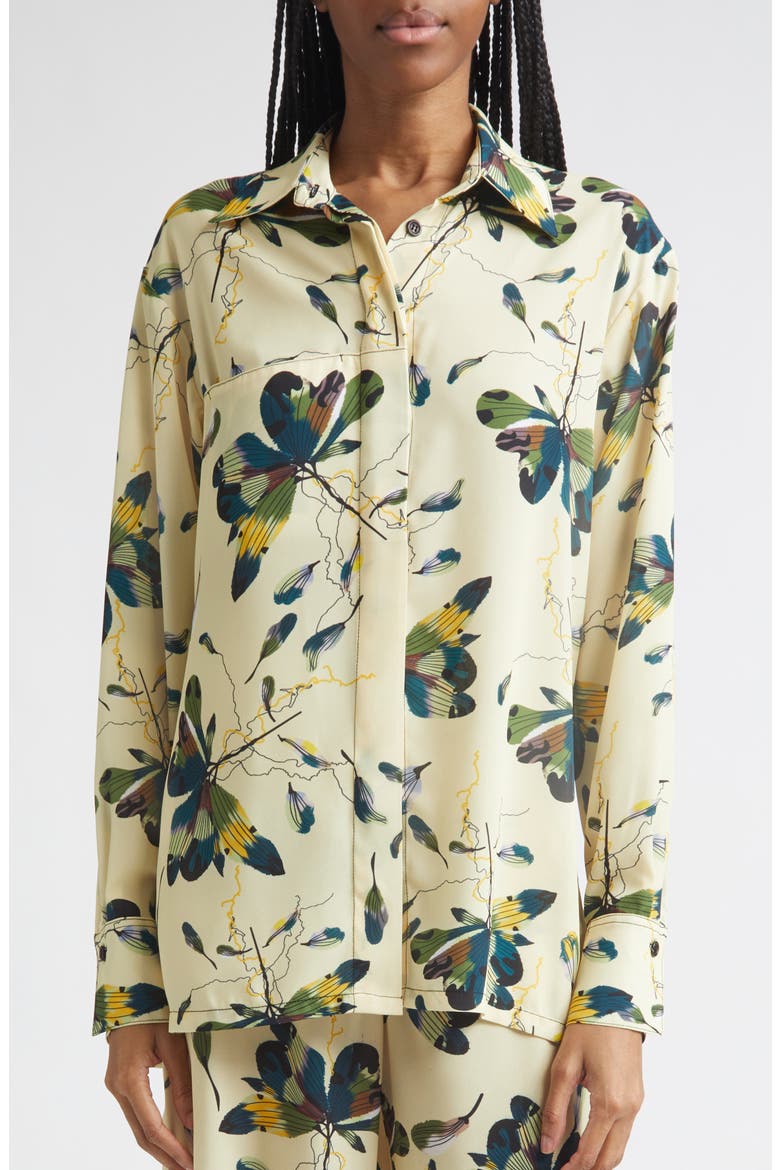 Azara Button-Up Crepe Shirt, Alternate, color, BLS PRINT