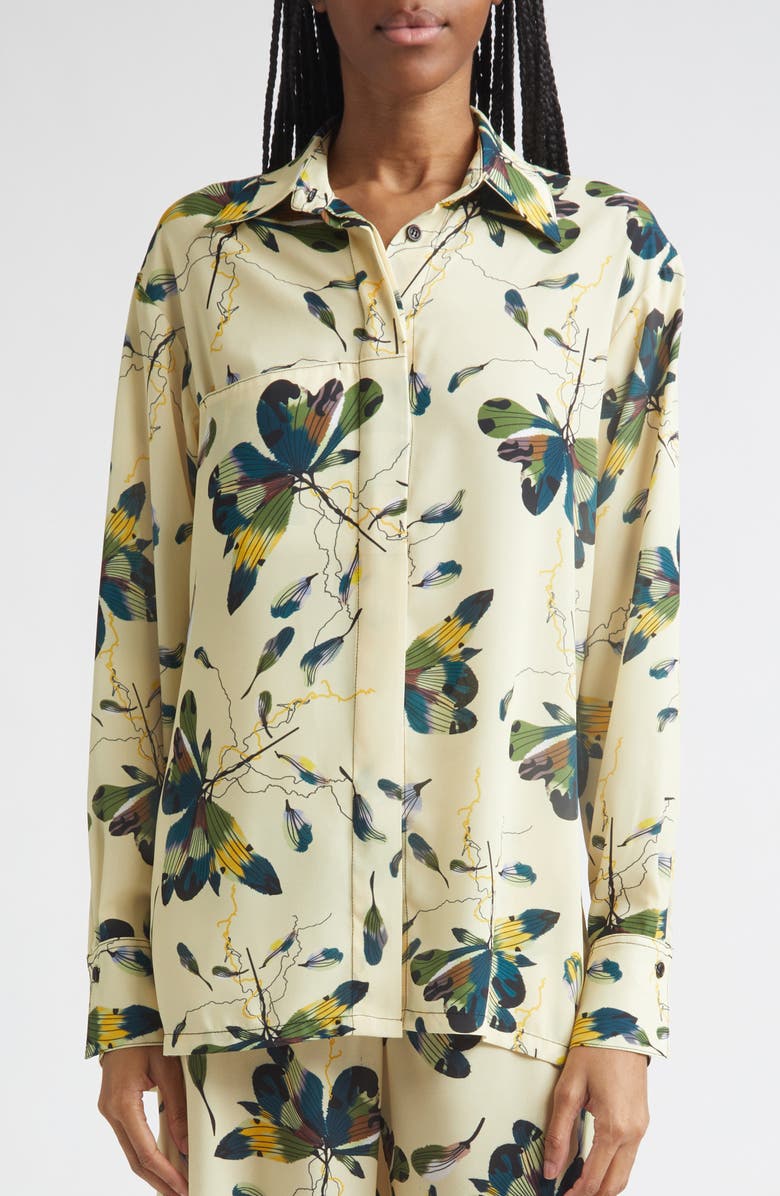 ISRAELLA KOBLA Azara Button-Up Crepe Shirt, Alternate, color, Bls Print