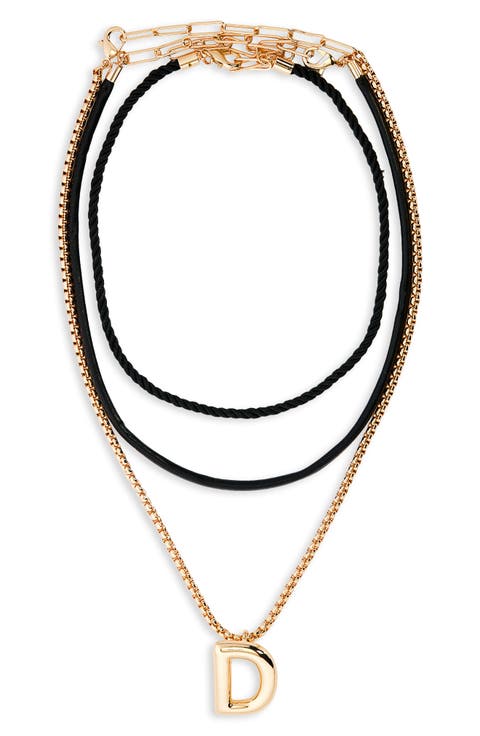 Set of 3 Interchangeable Initial Pendant Necklaces