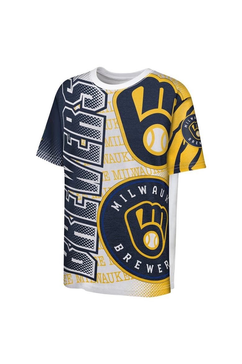 Youth White Milwaukee Brewers Impact Hit Bold T-Shirt, Alternate, color, White