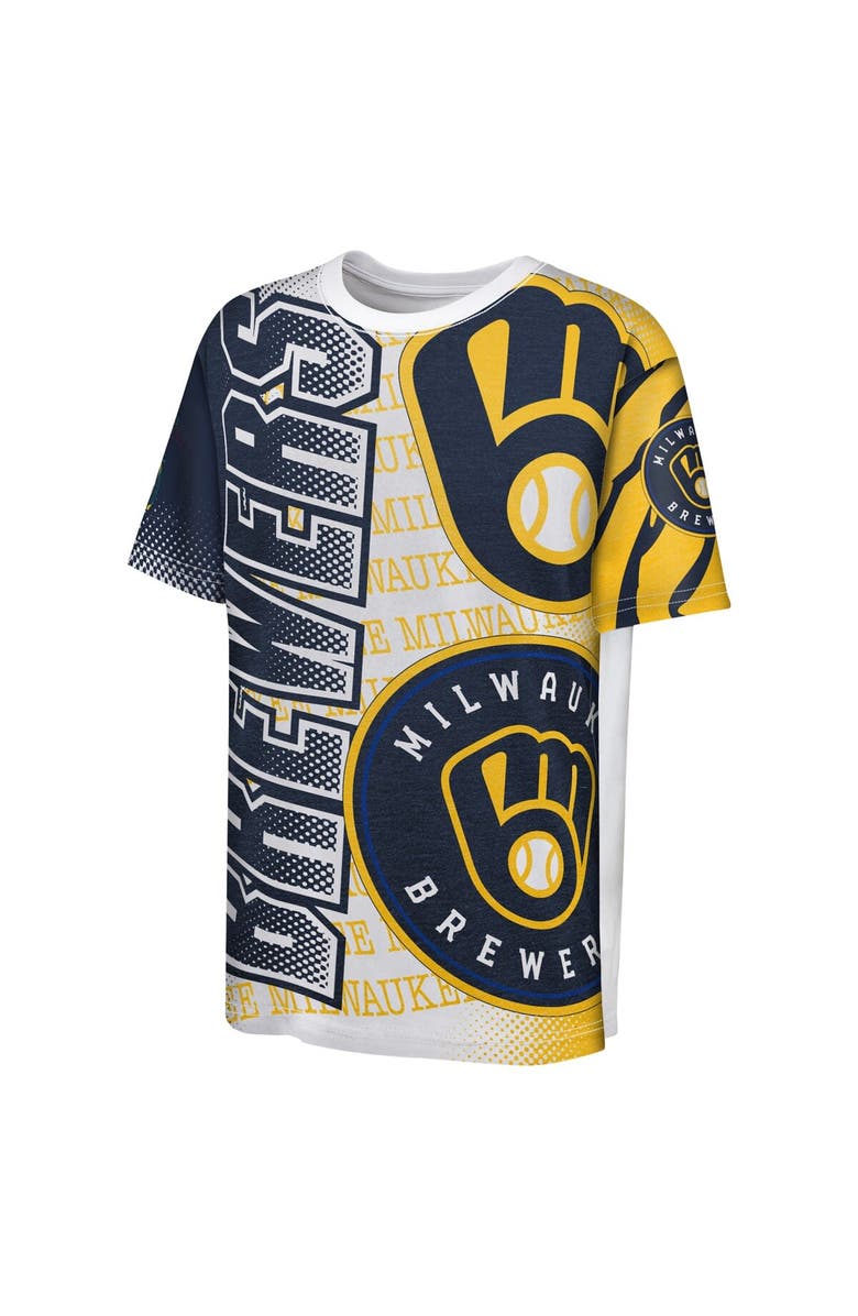 Outerstuff Youth White Milwaukee Brewers Impact Hit Bold T-Shirt, Alternate, color, 