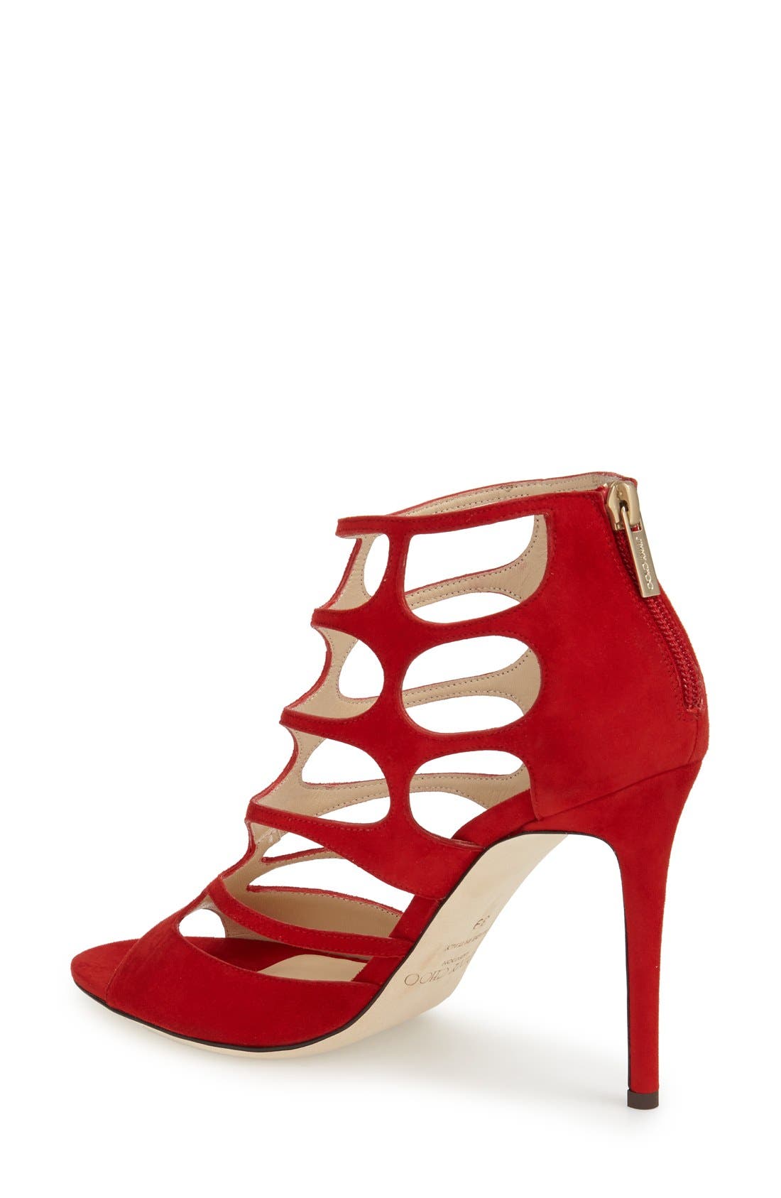 'Ren' Cutout Sandal, Alternate, color, RED SUEDE