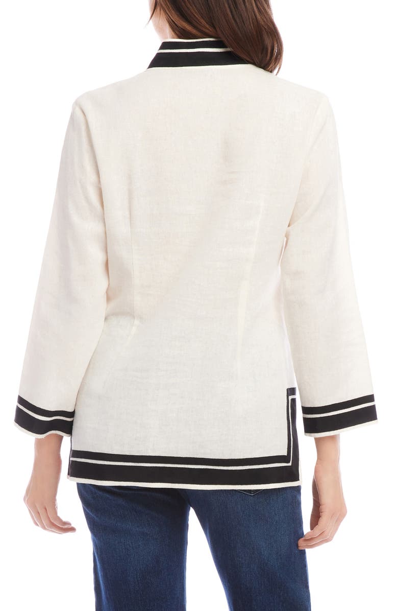 Karen Kane The St. Tropez Linen Blend Tunic, Alternate, color, Off White/ Black
