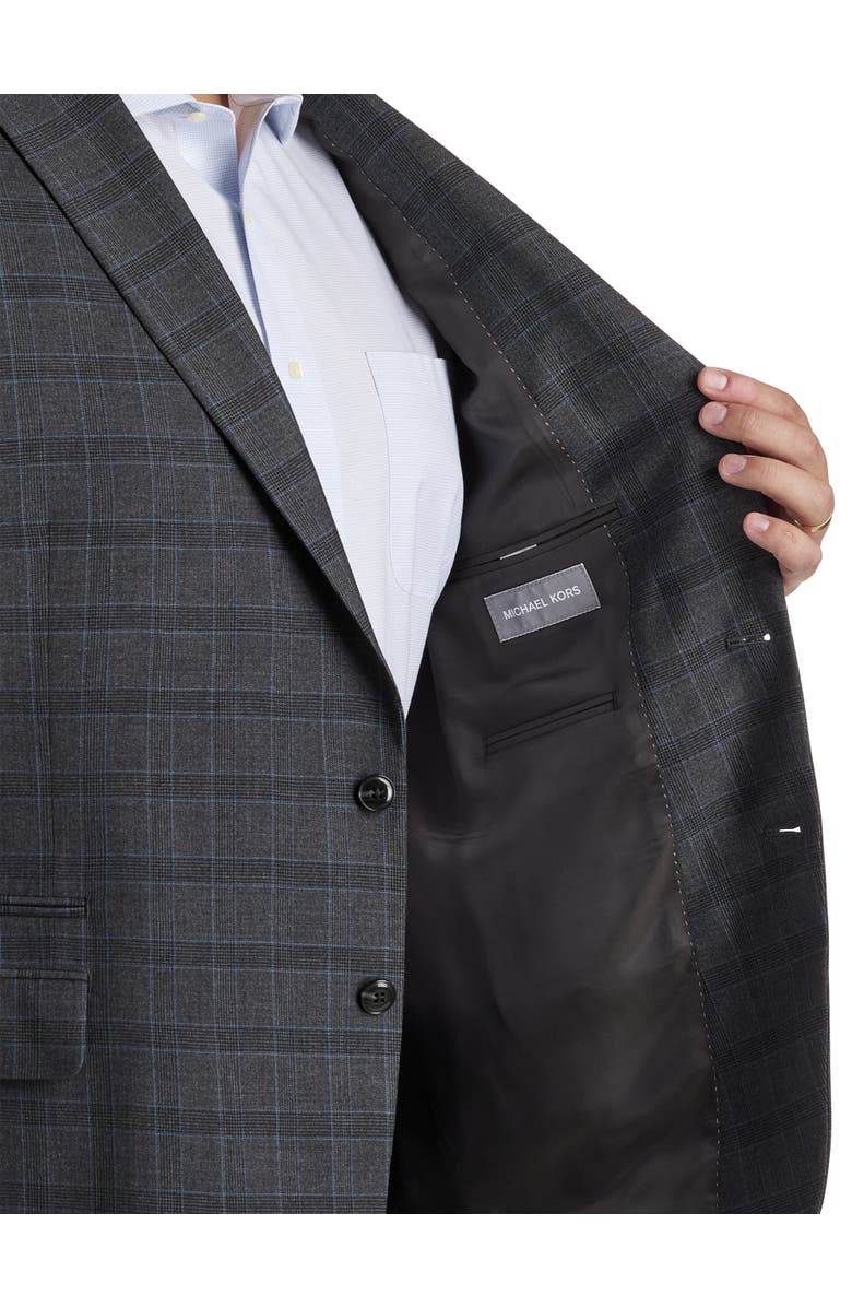 Michael Kors Big & Tall Windowpane Sport Coat, Alternate, color, Charcoal