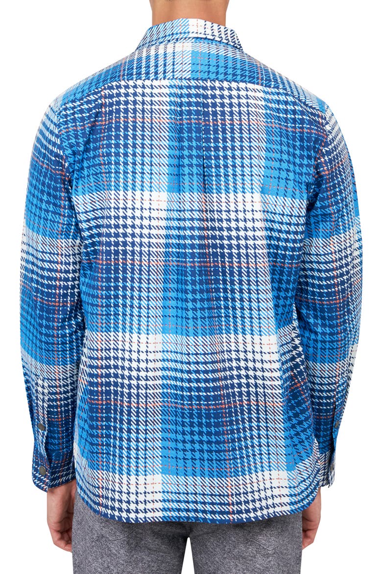 Slim Plaid Cotton Stretch Shirt Jacket, Alternate, color, BLUE