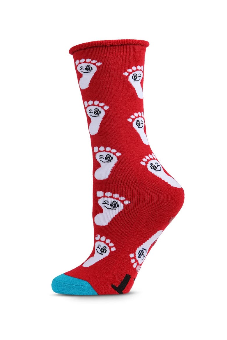 Big Kid's Back On Your Feet Greeting Card Crew Socks, Main, color, Red