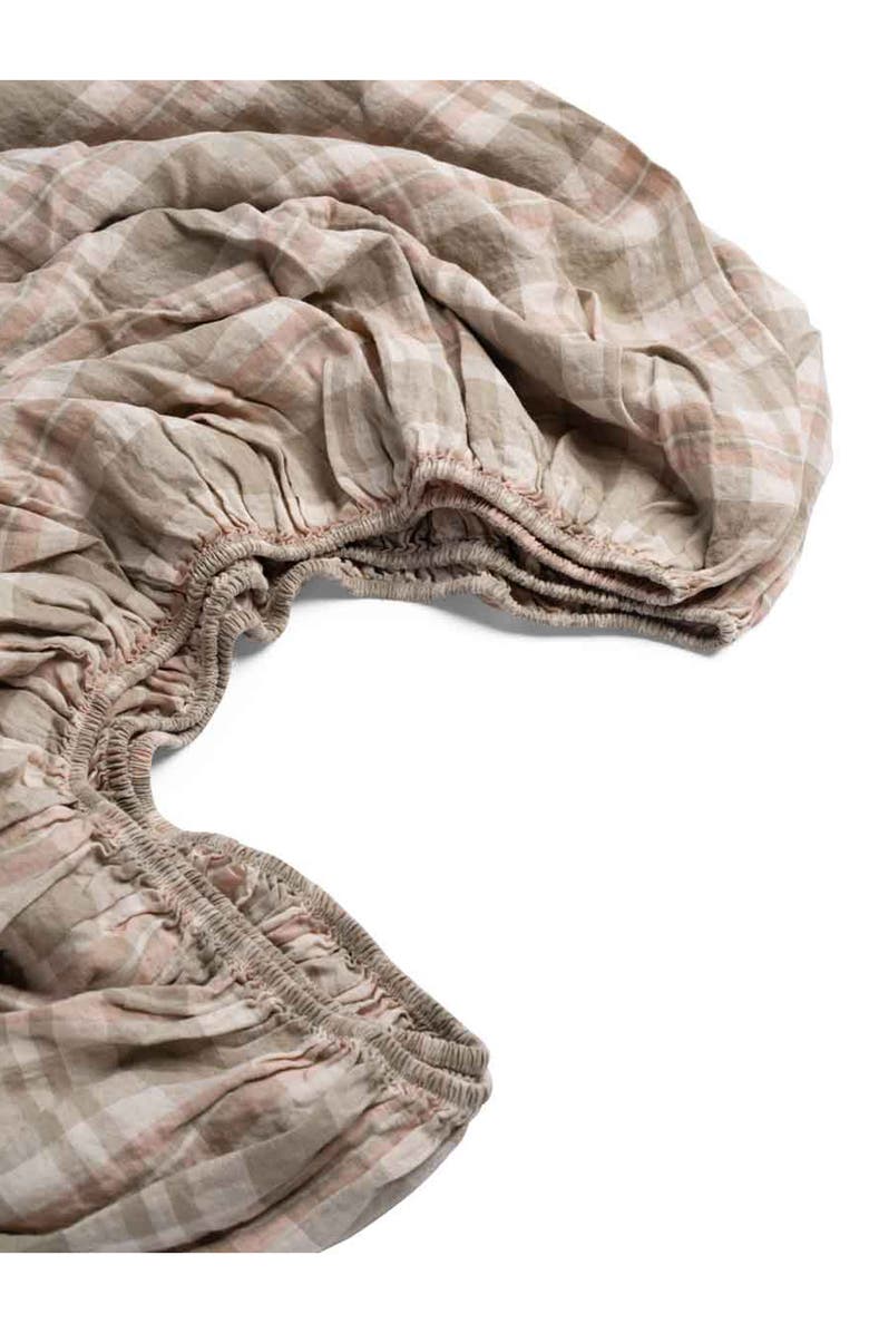 PIGLET IN BED Check Linen Fitted Sheet, Alternate, color, 