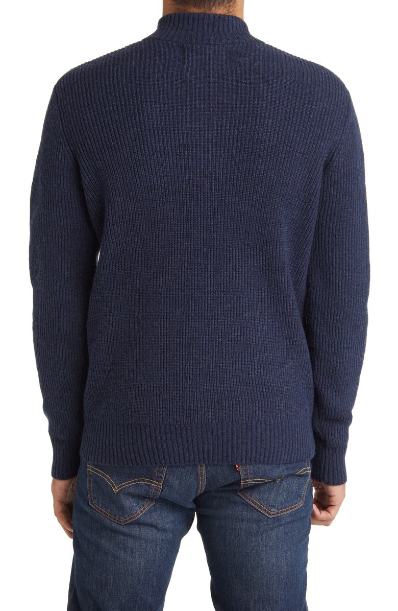 Schott NYC Half Zip Rib Wool Blend Sweater, Alternate, color, Navy