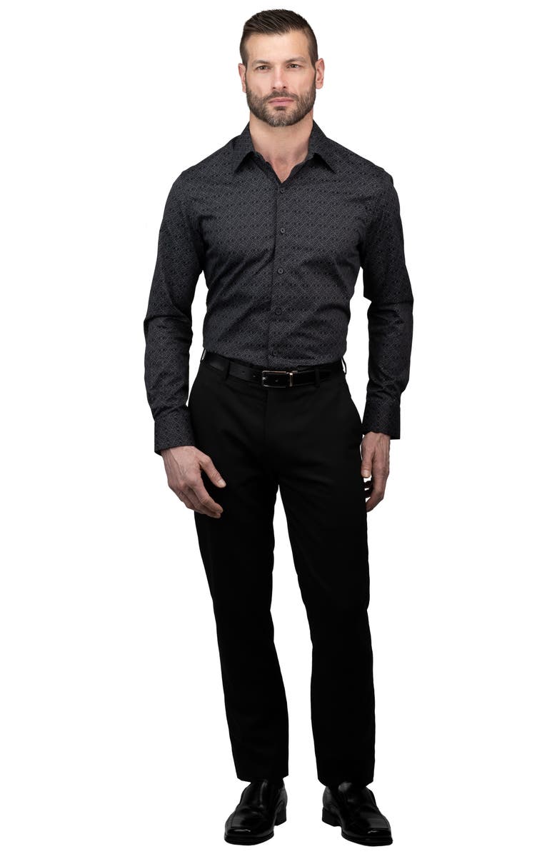 KARL LAGERFELD Trim Fit Karl Print Cotton Dress Shirt, Alternate, color, Black