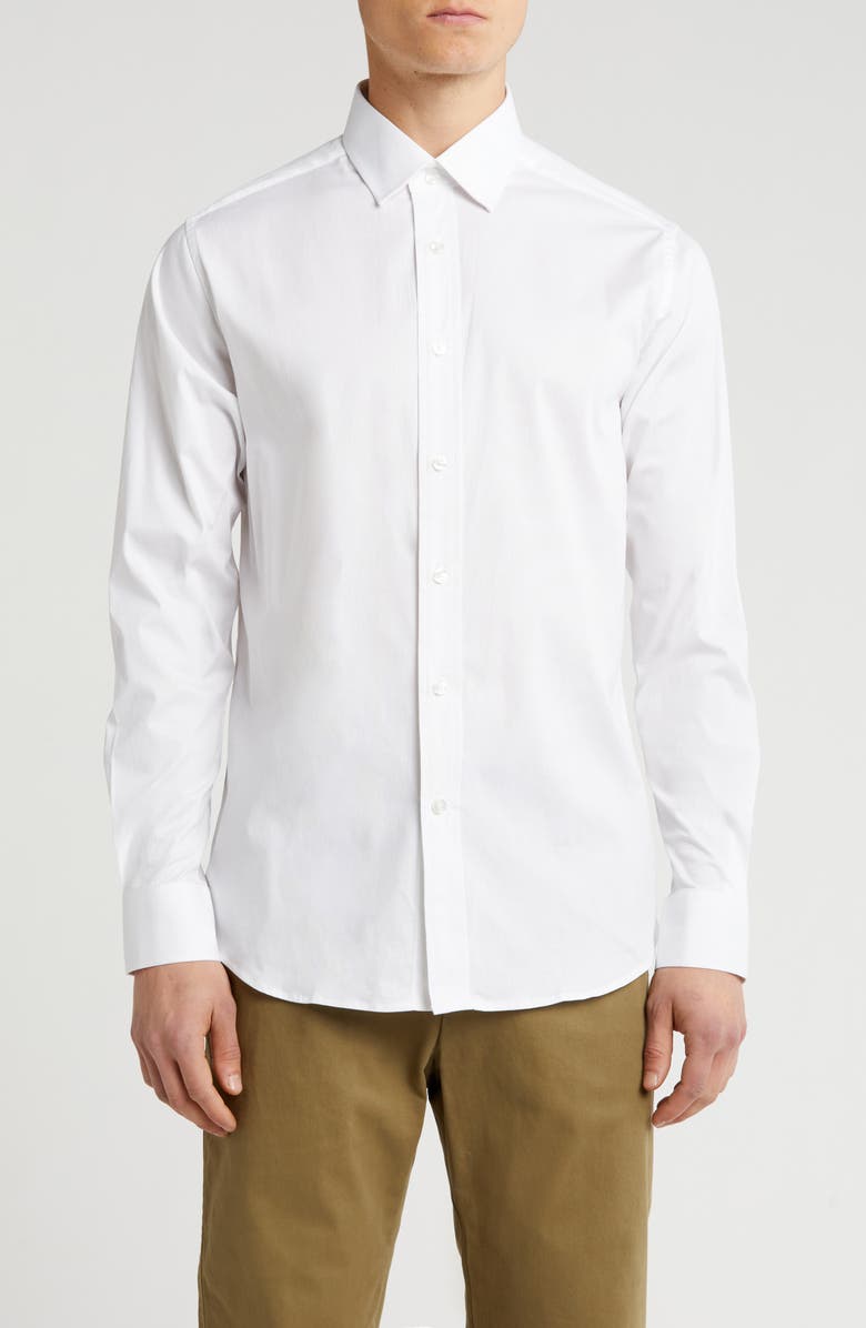 Scotch & Soda Modern Fit Stretch Cotton Dress Shirt, Main, color, White