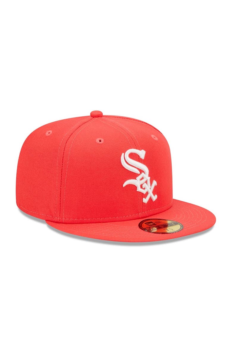 New Era Men's New Era Red Chicago White Sox Lava Highlighter Logo 59FIFTY Fitted Hat, Alternate, color, Red